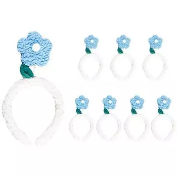 Повязка на голову из меха норки с цветком для вечеринки, синяя, 8 шт.