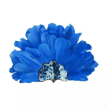 Повязка на голову из перьев для костюмированных мероприятий темно-синий