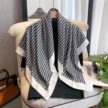 Повязка на голову из шёлка твила, квадратный шарф с принтом 90 см, тёплые пляжные палантины, шаль, женская повязка на голову, сумка, бандана на запястье, платок