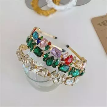 Повязка на голову Изысканная красивая повязка на голову Женская повязка на голову Кристаллический сплав Женская с тонким краем Мода 15*13cm белый