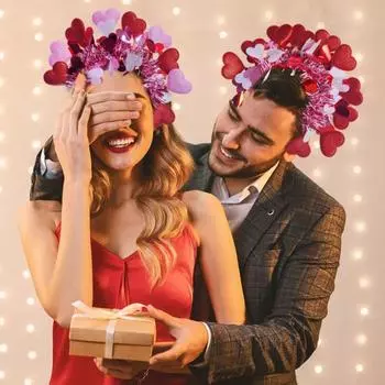 Повязка на голову ко Дню святого Валентина, женская блестящая повязка на голову в форме сердца, праздничные аксессуары для косплея на День святого Валентина, вечеринку, свадьбу, годовщину