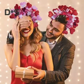 Повязка на голову ко Дню святого Валентина, женская блестящая повязка на голову в форме сердца, праздничные аксессуары для косплея на День святого Валентина, вечеринку, свадьбу, годовщину красный