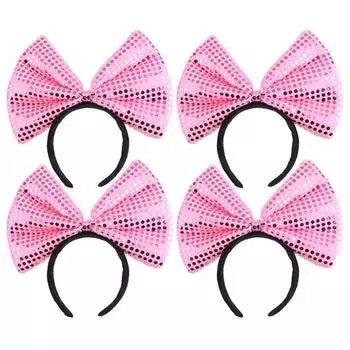 Повязка на голову Livingda New Big Ribbon, розовая, 4 шт.