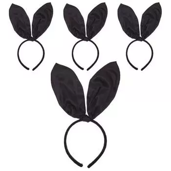 Повязка на голову Livingda с атласным кроликом, черная, 4 шт.
