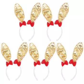 Повязка на голову Livingda с блестками в виде кролика, золотая, 5 шт.