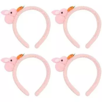 Повязка на голову Livingda в виде морковного кролика, розовая, 4 шт.