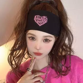Повязка на голову Love, платок на голову, женский широкий спортивный комплект, повязка на голову, осенний бег и йога, повязка на голову с буквами, родильный головной убор. average size - love headband чёрный
