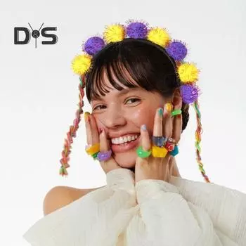 Повязка на голову Марди Гра с разноцветными помпонами, праздничная повязка на голову, аксессуары для волос для взрослых, подростков, карнавальный костюм разноцветный