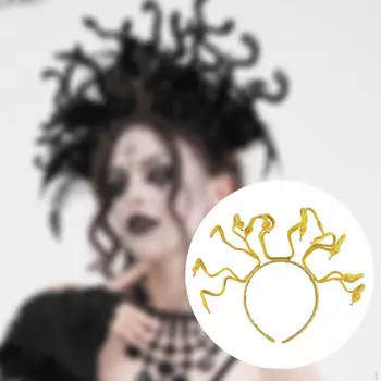 Повязка на голову Медуза Змея Аксессуары для волос для женщин и девочек Реквизит для переодевания Тиара Головной убор Rave yellow gold