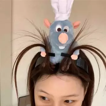 Повязка на голову Милая плюшевая мышь для мытья лица Аксессуары для волос Женская шпилька для волос Сетка для волос Красные волосы Милый головной убор для девочек One Size серый