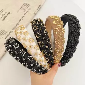 Повязка на голову, модные аксессуары для волос со стразами и блестками, украшения для женщин, губка для волос 16.5*3.5cm