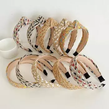 Повязка на голову, модные соломенные тканые украшения для волос, обруч для волос, женский головной убор 17*3.5cm чёрный