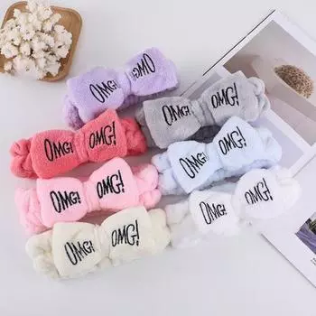 Повязка на голову мягкая, высокоэластичная, плюшевая, очаровательная повязка на голову с бантом для дома фиолетовый