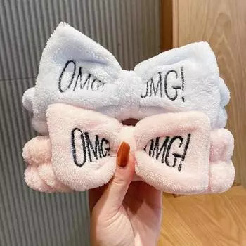 Повязка на голову Мягкая высокоэластичная плюшевая повязка на голову с бантом для дома фиолетовый