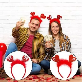 Повязка на голову на день Святого Валентина, декор в виде сердца и банта, искусственная повязка на голову с перьями для свадебных танцев, аксессуары для крепления волос One Size K