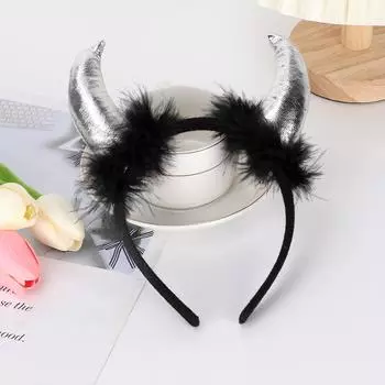 Повязка на голову на Хэллоуин, забавный костюм, заколка для волос в виде рога, аксессуар для волос на празднике призраков, декор для вечеринки на Хэллоуин