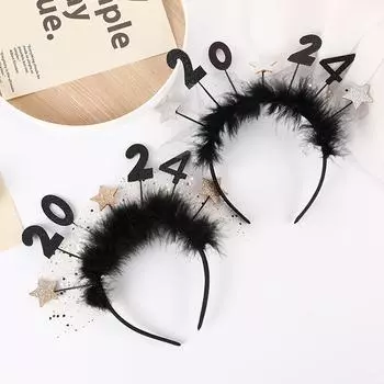 Повязка на голову, новогодний обруч для волос, повязка на голову с Новым годом, новогодняя повязка на голову со звездой для женщин, вечерние головной убор для девочек золотой