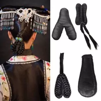 Повязка на голову парика Ханьфу династии Цин, старинная повязка на голову, королевский придворный головной убор, старинный стиль M-A