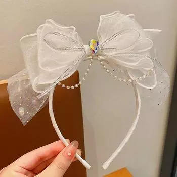 Повязка на голову принцессы для девочек, большая кружевная лента