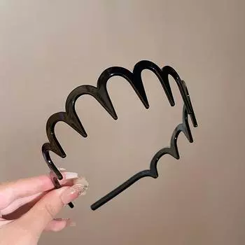 Повязка на голову, расческа для волос, зигзагообразная повязка, повязка на голову с насечками, женщина, мужчина, девочка, подарок на Рождество, день рождения, спасение сломанных волос, артефакт чёрный