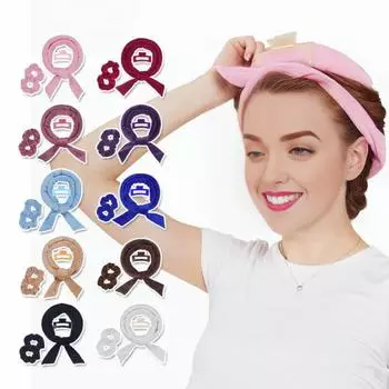 Повязка на голову с бантом и зажимом для волос, бархатные женские резинки для сна на ночь, без тепла розовый