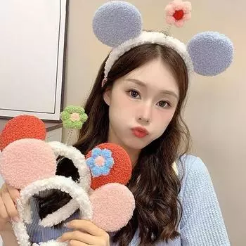 Повязка на голову с большим ухом и цветком, противоскользящая повязка на голову для мытья лица, макияж, петля для волос, аксессуары для волос для женщин и девочек, головные уборы, реквизит для фотосессии, подарок на день рождения красный