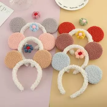 Повязка на голову с большим ухом и цветком, противоскользящая повязка на голову для мытья лица, макияж, петля для волос, аксессуары для волос для женщин и девочек, головные уборы, реквизит для фотосессии, подарок на день рождения