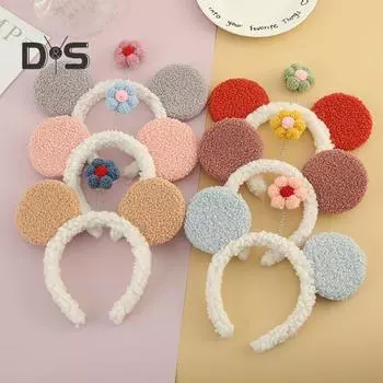 Повязка на голову с большим ухом и цветком, противоскользящая повязка на голову для мытья лица, макияж, петля для волос, аксессуары для волос для женщин и девочек, головные уборы, реквизит для фотосессии, подарок на день рождения красный