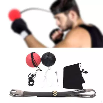 Повязка на голову с боксерским мячом Reflex улучшает координацию рук и глаз, тренировочный инструмент React Punching 20g Black Ball