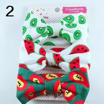 Повязка на голову с цветочным принтом, эластичная, мягкая, для девочек, комплект из 3 предметов, бант, новинка, хлопковая, для новорожденных, уникальная 01