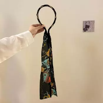 Повязка на голову с длинной лентой и цветочным принтом для женщин, обертывающая повязка-безель с зубцами, обруч для волос, резинки для волос, аксессуары для волос для девочек, украшения