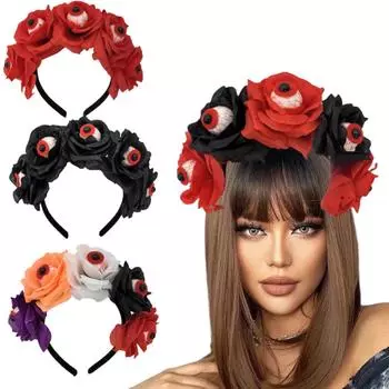 Повязка на голову с имитацией розы на Хэллоуин, фестиваль призраков, повязка на голову с красной кровью и глазным яблоком, вечерние аксессуары для волос One Size тёмно-синий
