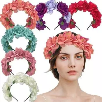 Повязка на голову с имитацией розы в стиле ретро, искусственный цветок, повязка на голову с короной, женский головной убор, обруч для волос, декор для вечеринки темно-оранжевого