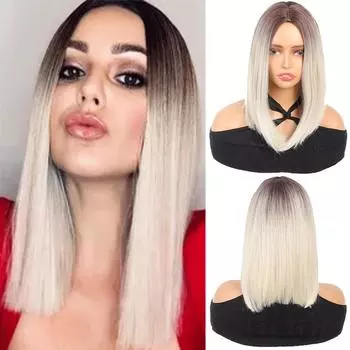 Повязка на голову с короткими прямыми волосами со средним разрезом для женского парика, термостойкий парик из волокна, натуральный, простой и удобный