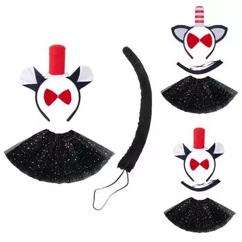 Повязка на голову с кошачьими ушками, красная шляпа с дымоходом, головной убор, костюм для косплея, комплект аксессуаров, сувениры для вечеринки One Size красный
