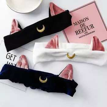 Повязка на голову с кошачьими ушками, повязка на голову, подарок на вечеринку, головной убор, аксессуары для волос, инструменты для макияжа чёрный