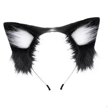 Повязка на голову с кошачьими ушками, декоративная повязка для косплея для взрослых для сценических представлений, дня рождения Black