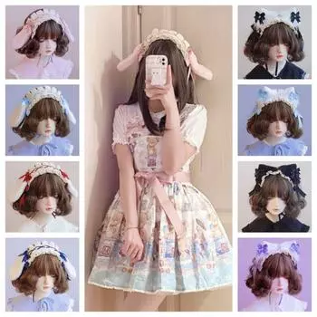 Повязка на голову с кошачьими ушками и кружевными висячими ушками, повязка на голову с кроличьими ушками, аксессуары в стиле Лолиты Red-Rabbit