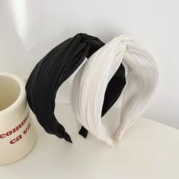 Повязка на голову с краями, аксессуары для волос, заколка для волос, модная повязка для волос с крестом, плиссированный широкий элегантный головной убор 16.5*5cm чёрный