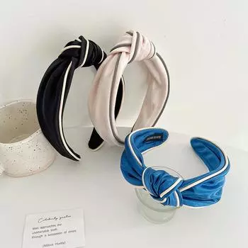 Повязка на голову с краями, аксессуары для волос, завязанные волосы, простой стильный обруч, широкий модный обруч для девочек 17*4.5cm чёрный