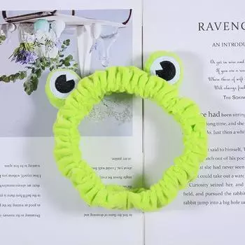 Повязка на голову с лягушкой, милая мультяшная повязка для волос с животным для умывания и макияжа, эластичная, 1 шт.