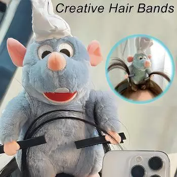 Повязка на голову с мультяшной мышкой, повязка на голову с плюшевой куклой из мультфильма, французская широкополая заколка для волос, фото головной убор, креативный подарок для девочки