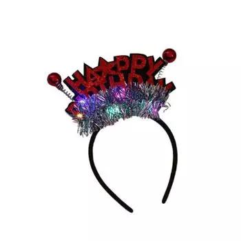 Повязка на голову с надписью «С Днем Рождения», пластиковый шарик, детские ленты для волос на день рождения, светодиодный обруч для волос для девочек