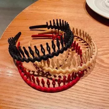 Повязка на голову с нескользящим флокированием в корейском стиле: Аксессуар для волос для мытья лица и укладки волос F1025 красный