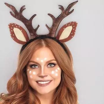 Повязка на голову с оленьими рогами, женские оленьи рога и уши, аксессуары для волос на Рождество, Хэллоуин, косплей, вечеринка, принадлежности A