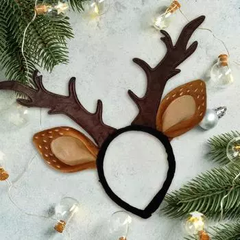 Повязка на голову с оленьими рогами, женские оленьи рога и уши, аксессуар для волос на Рождество
