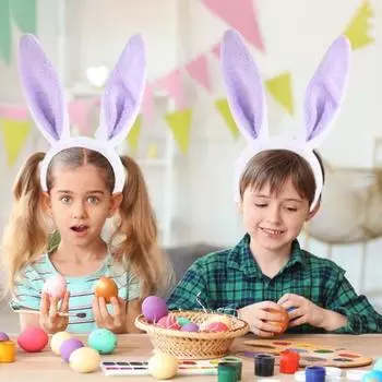 Повязка на голову с пасхальным кроликом, праздничная, очаровательная, небьющаяся, легко хранить, повседневная одежда, тканевый плюшевый детский головной убор с кроликом розовый