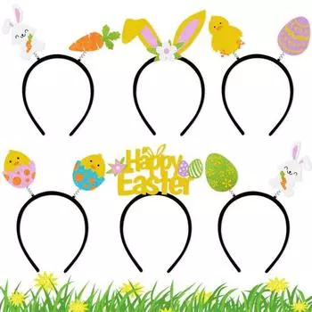 Повязка на голову с пасхальным кроликом, яркая цветная недеформирующаяся эластичная повязка на голову для весеннего праздника, аксессуары для волос A