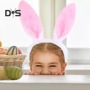 Повязка на голову с пасхальным кроликом, праздничная, очаровательная, небьющаяся, легко хранить, повседневная одежда, тканевый плюшевый детский головной убор с кроликом для детей розовый