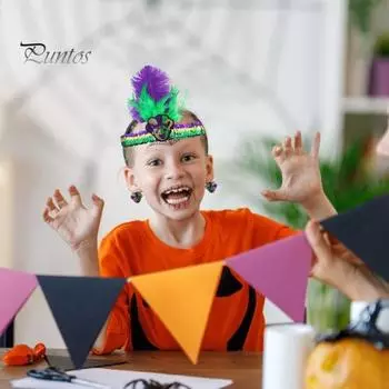 Повязка на голову с перьями для карнавала Mardi Gras, женский маскарадный головной убор, повязка на руку, серьги, набор из пайеток, блестящая повязка на голову, костюм для карнавальной вечеринки, аксессуар C